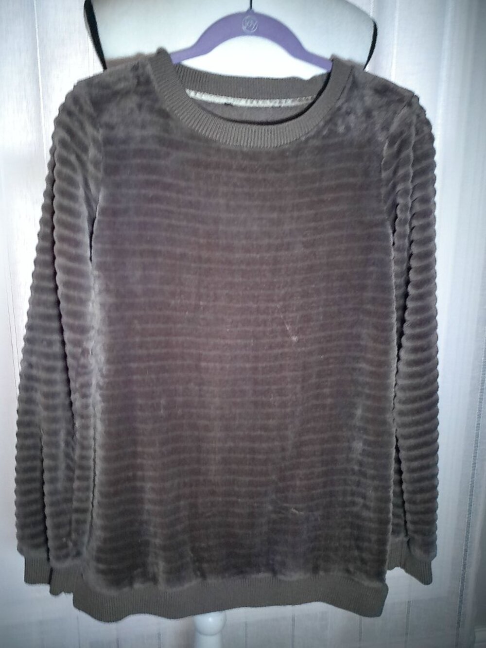 NO BRAND (No Tags) Long Sleeve Scoop Neck Brown Velour Soft Sweatshirt L